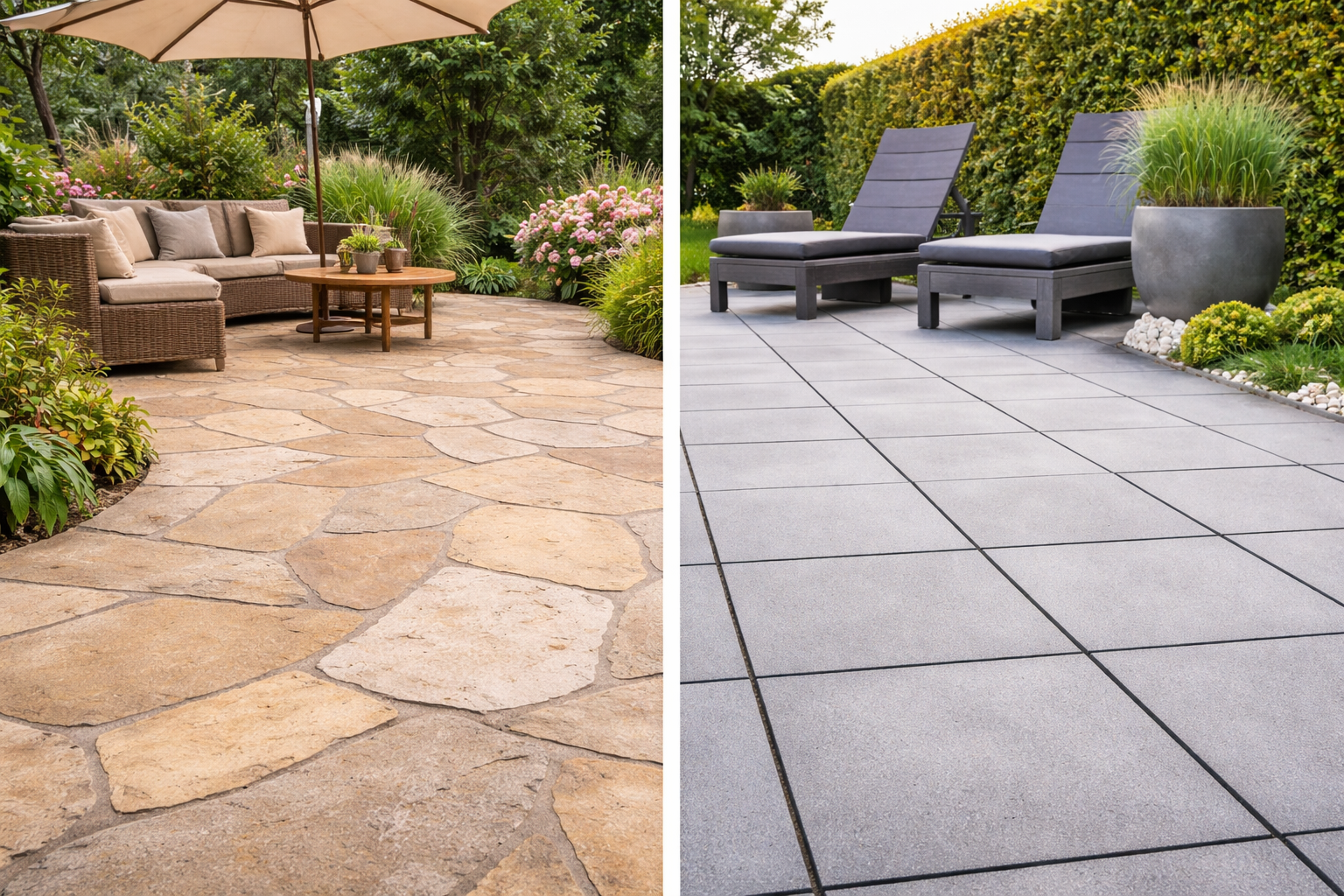 Terrasse Bauen - Naturstein oder Beton?